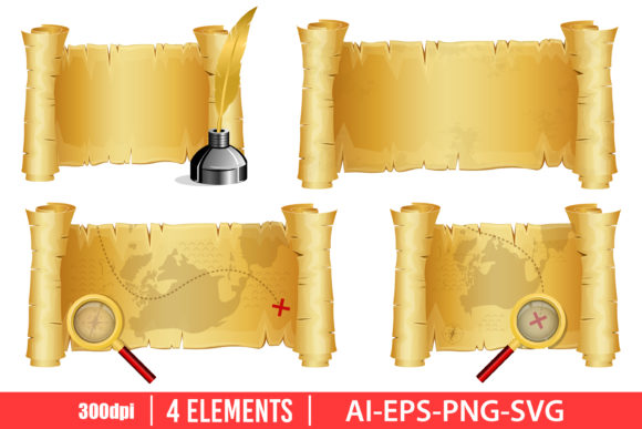 Download Old Paper Scroll Clipart Set - Premium Resources