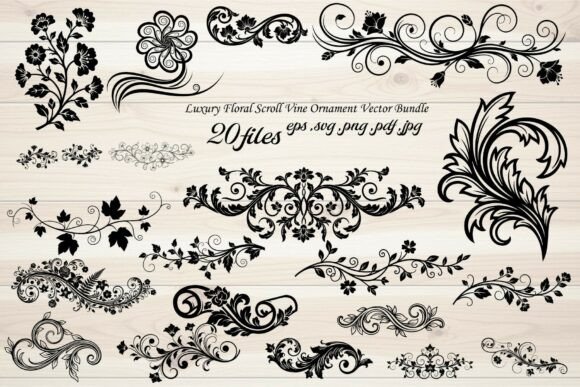 Download Luxury Floral Scroll Vine Ornament - Premium Resources
