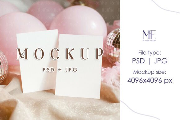 Download Double 5x7 Invitation Mockup Pink Disco - Ink Collection