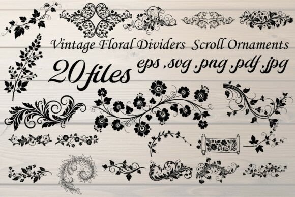 Download Vintage Floral Divider Scroll Ornaments - Scroll Collection